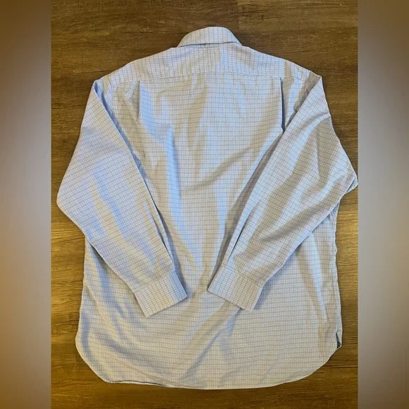 Polo Ralph Lauren Blue Plaid Classic Fit Easy Care Button-Up Size 17.5 34/35 C42 - Picture 2 of 7